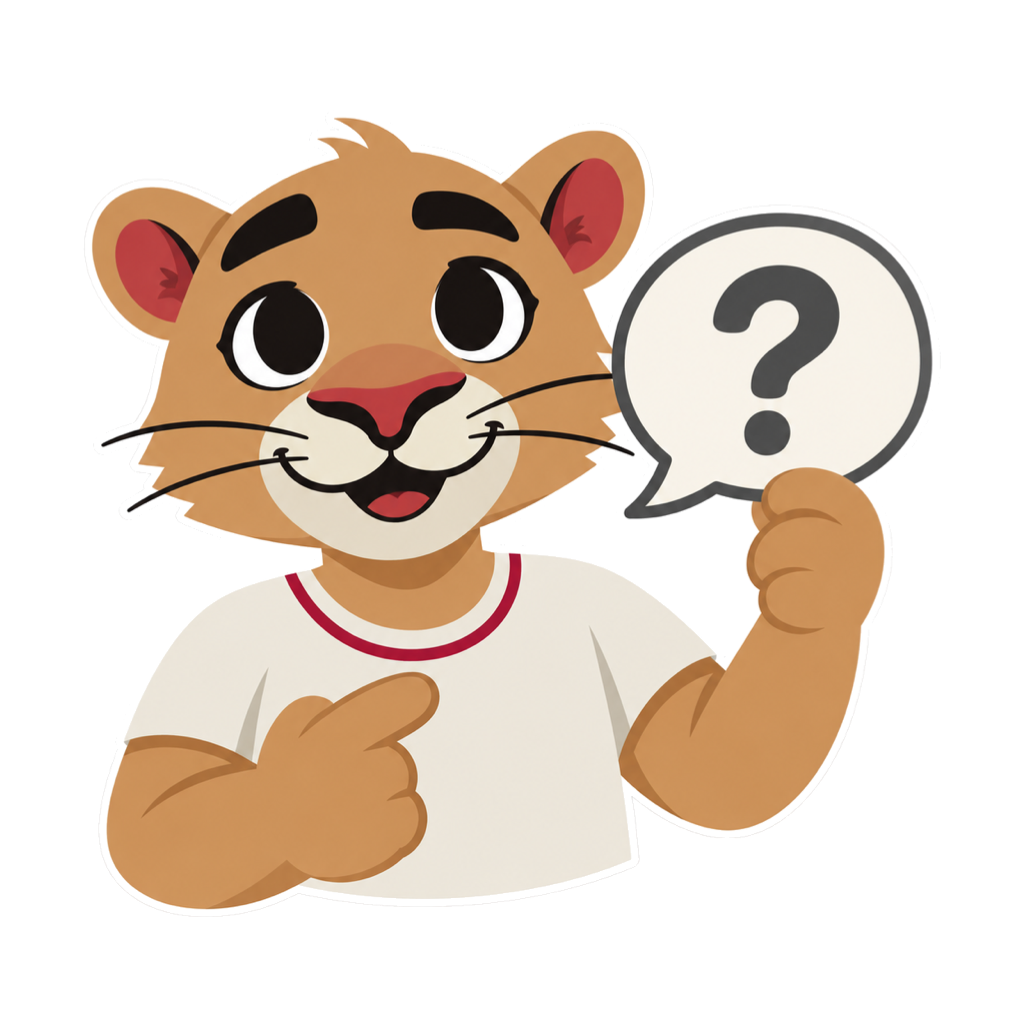 Cougs 4 Kids mascot with a question-mark speech bubble